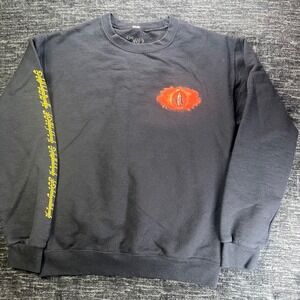 Lord of the Rings Sweatshirt Mens Small Black Eye of Sauron Elvish Sleeve Print